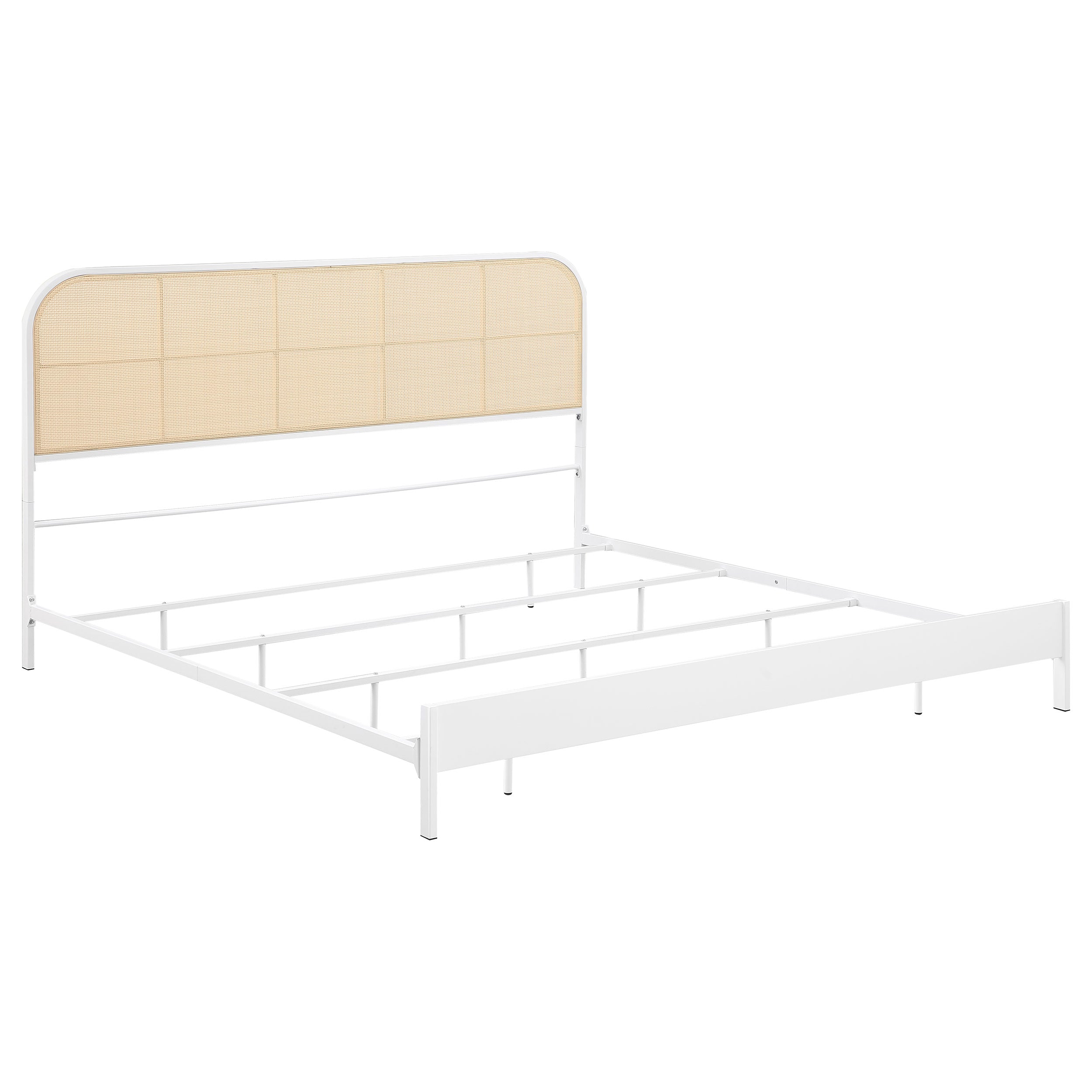 Best Furniture Outlet - Coaster - Amherst Radio Weave Rattan Metal Eastern King Bed White - 360301KE