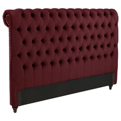Best Furniture Outlet - Coaster - Devon 57-inch Upholstered Eastern King Headboard Wine Red - 360341KEB1