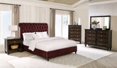 Best Furniture Outlet - Coaster - Devon 5-piece California King Bedroom Set Red and Dark Oak - 360341KW-S5