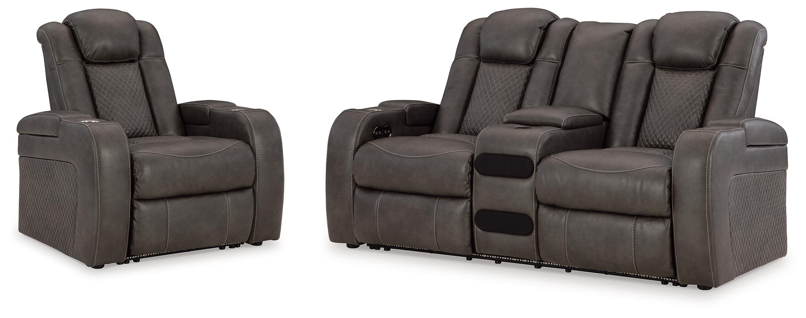 Best Furniture Outlet - Ashley Furniture - Fyne-Dyme Power Reclining Loveseat and Recliner - Power Reclining Loveseat and Recliner - 36602U4