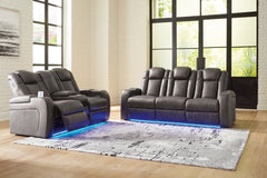 Best Furniture Outlet - Ashley Furniture - Fyne-Dyme Power Reclining Sofa and Loveseat - Power Reclining Sofa and Loveseat / Shadow - 36602U1