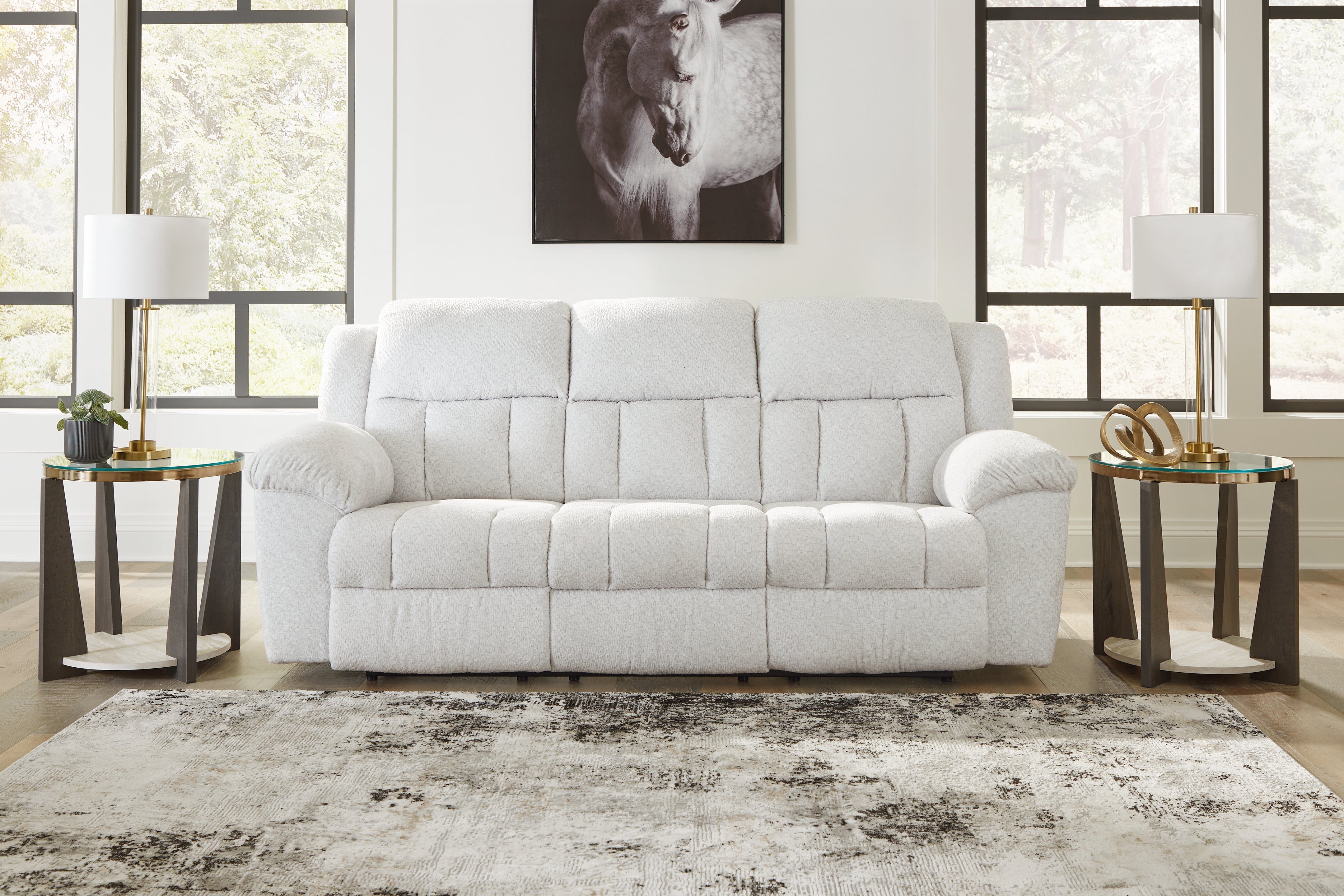 Best Furniture Outlet - Ashley Furniture - Frohn Living Room - Reclining Sofa / Snow - 3740588