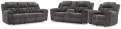 Best Furniture Outlet - Ashley Furniture - Frohn Reclining Sofa, Loveseat and Recliner - Reclining Sofa, Loveseat and Recliner / Graphite - 37406U4