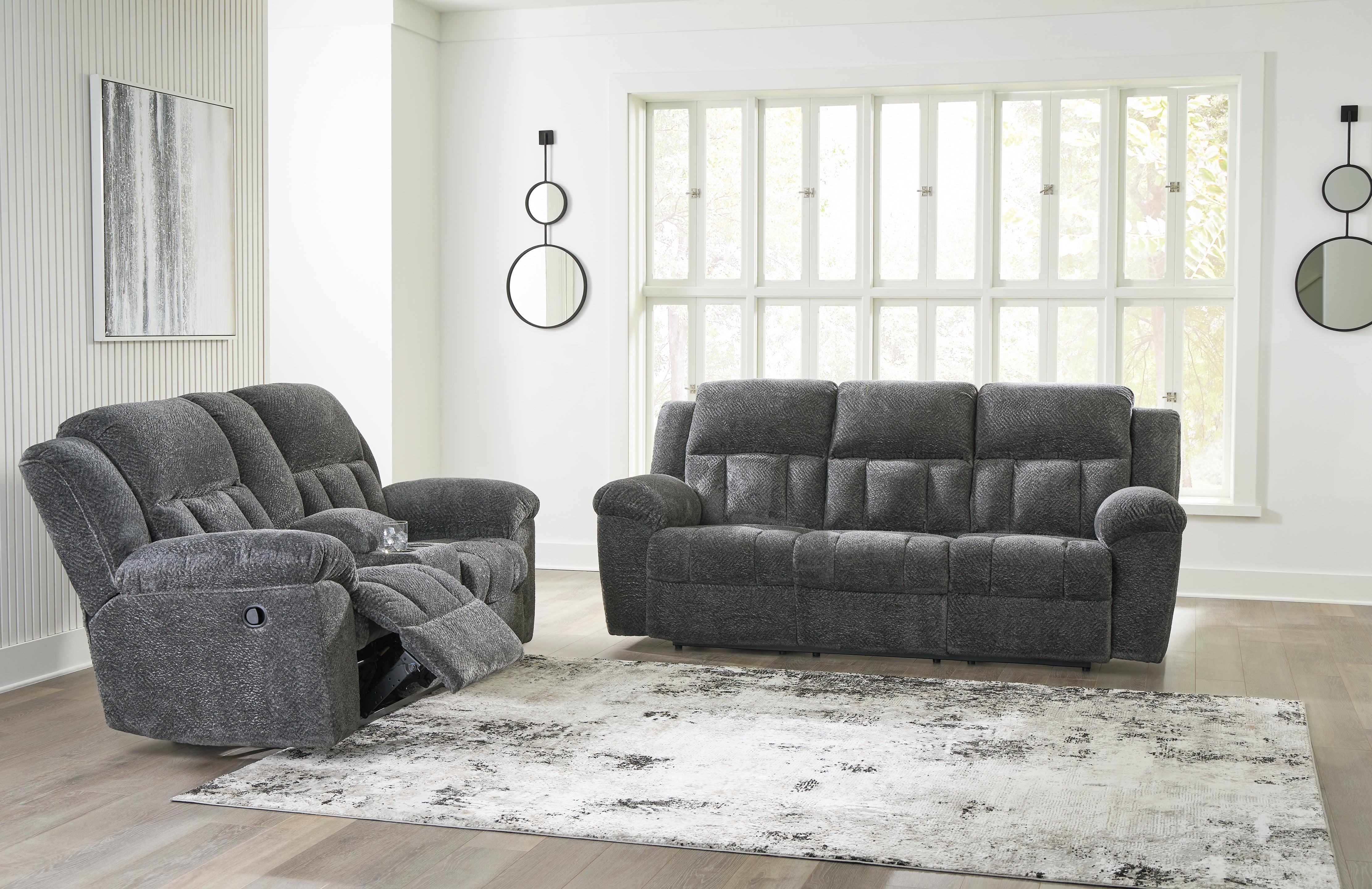 Best Furniture Outlet - Ashley Furniture - Frohn Reclining Sofa and Loveseat - Reclining Sofa and Loveseat / Graphite - 37406U3