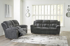 Best Furniture Outlet - Ashley Furniture - Frohn Reclining Sofa and Loveseat - Reclining Sofa and Loveseat / Graphite - 37406U3