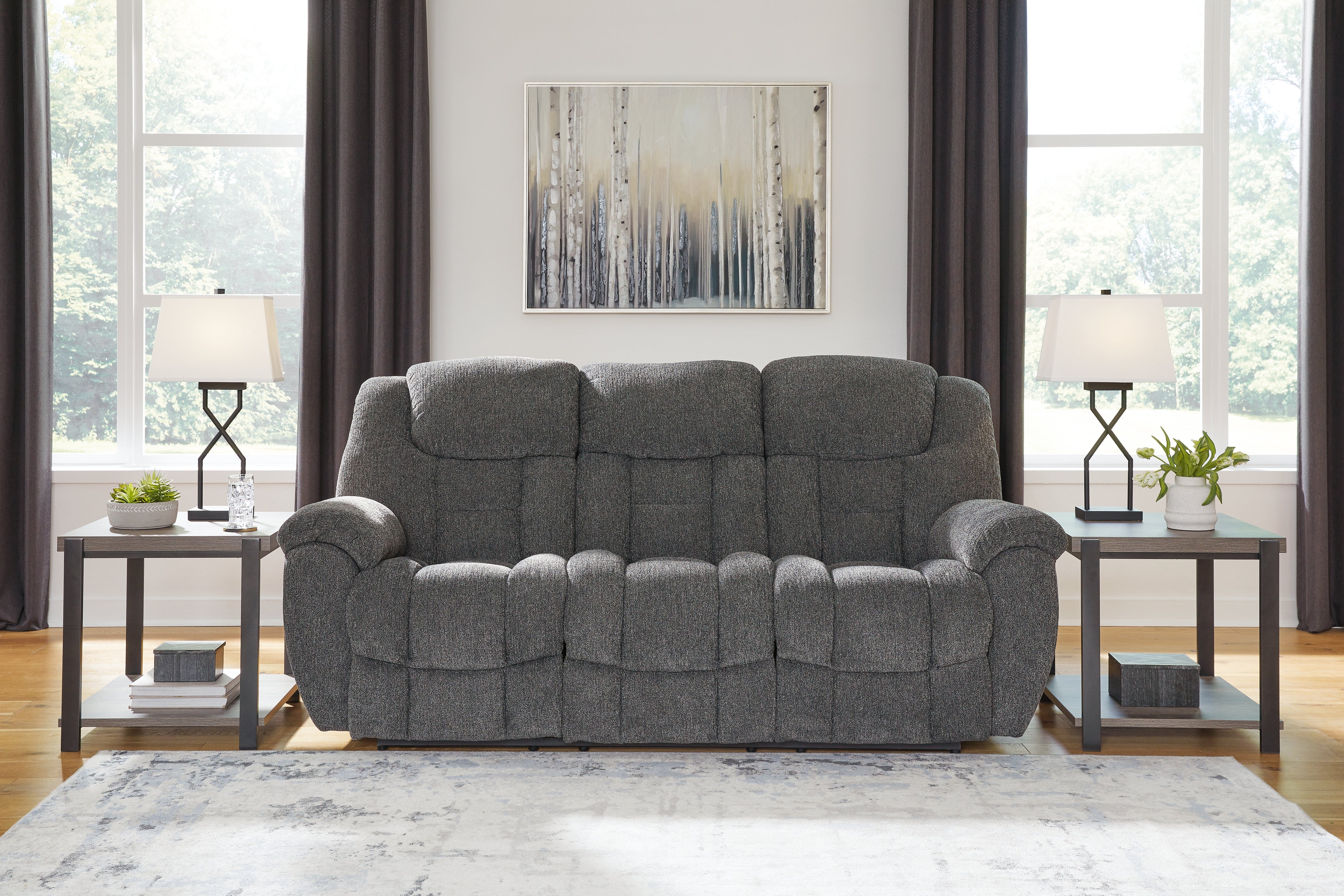 Best Furniture Outlet - Ashley Furniture - Foreside Living Room - Reclining Sofa / Charcoal - 3810488