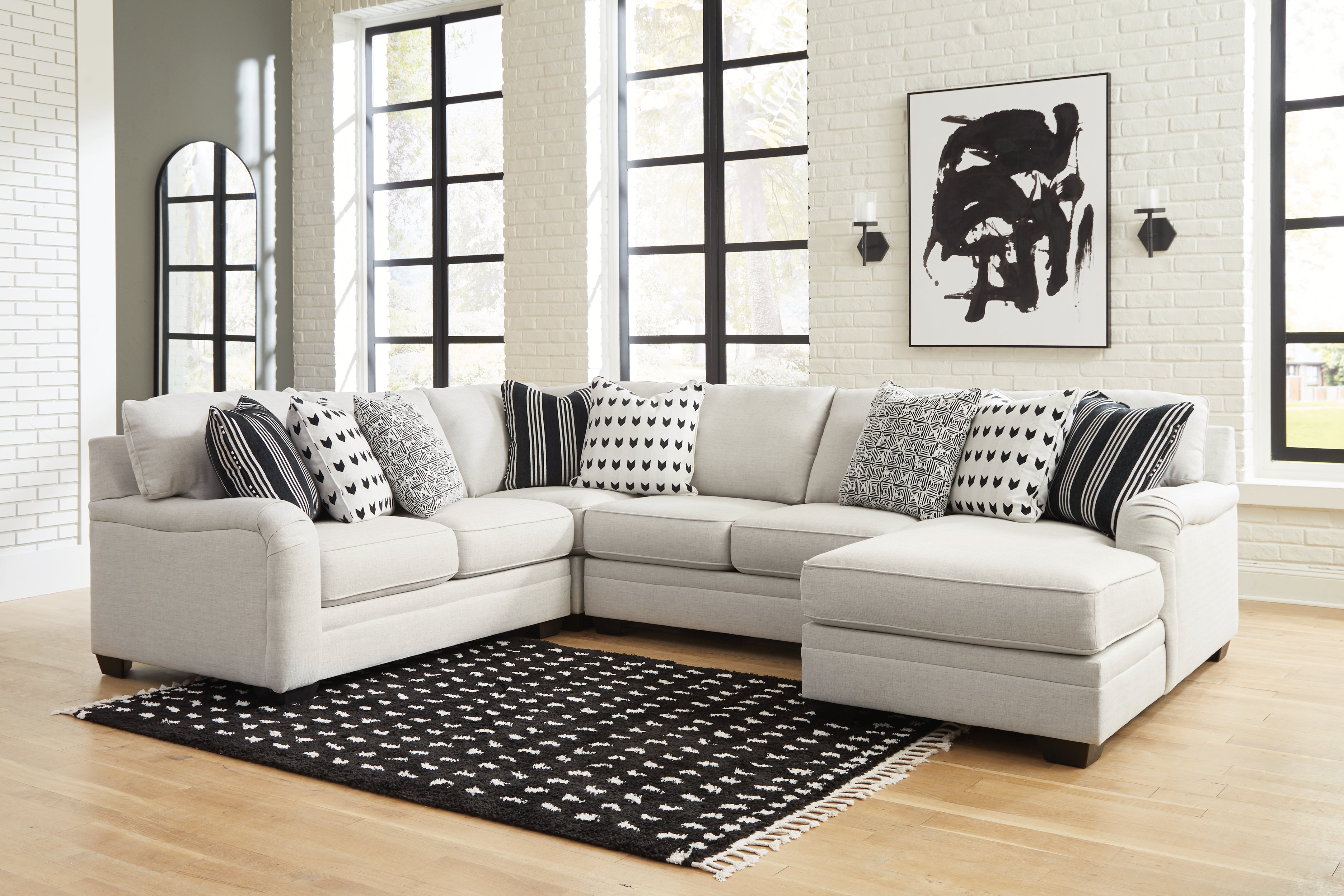 Best Furniture Outlet - Ashley Furniture - Huntsworth Sectional - RAF 4-Piece Sectional with Chaise / Dove Gray - 39702S4