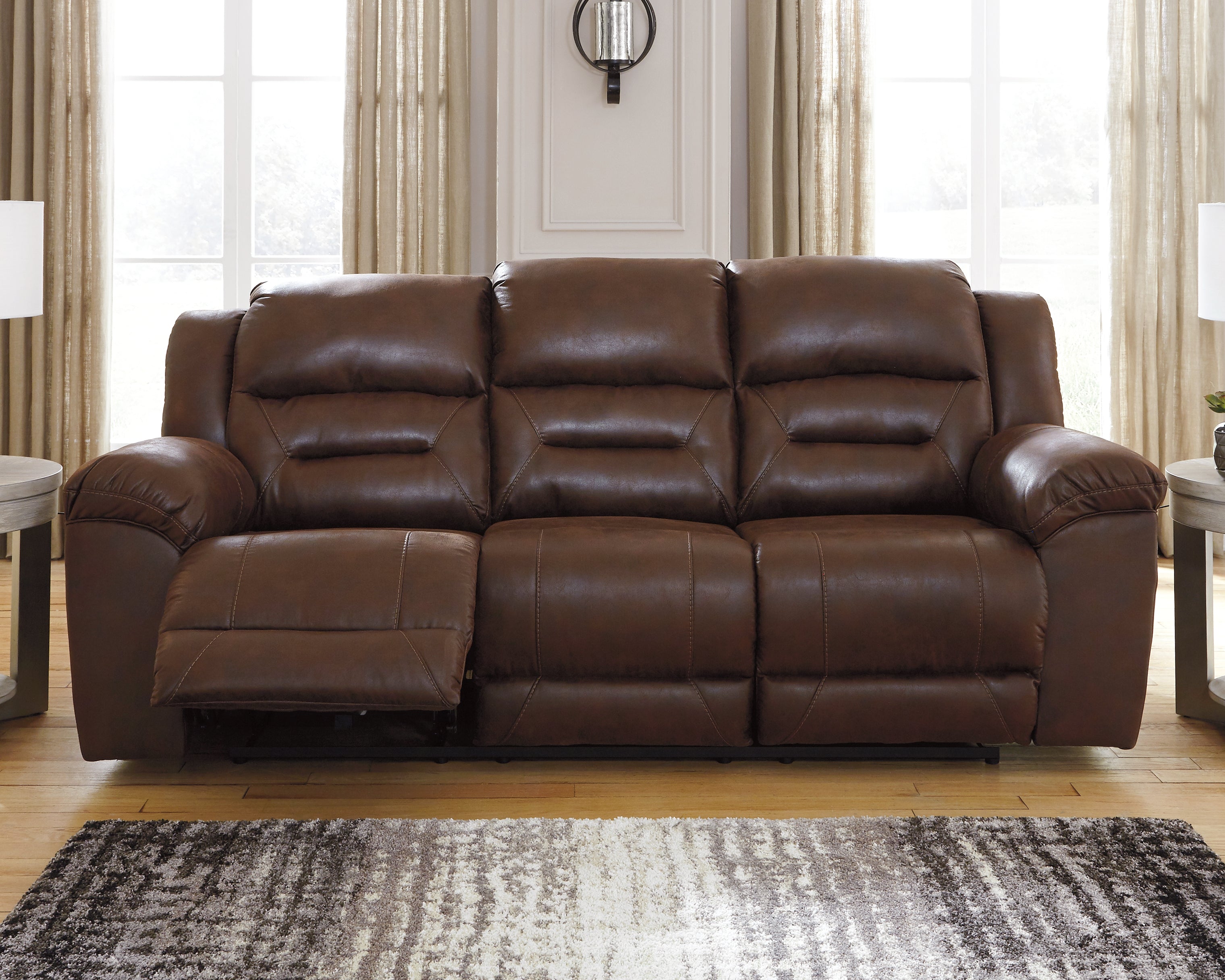 Best Furniture Outlet - Ashley Furniture - Stoneland Living Room - Reclining Power Sofa / Chocolate - 3990487