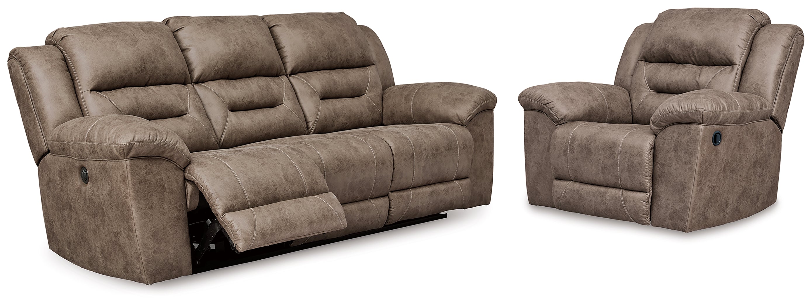 Best Furniture Outlet - Ashley Furniture - Stoneland Power Reclining Sofa and Manual Recliner - Power Reclining Sofa and Manual Recliner - 39905U12