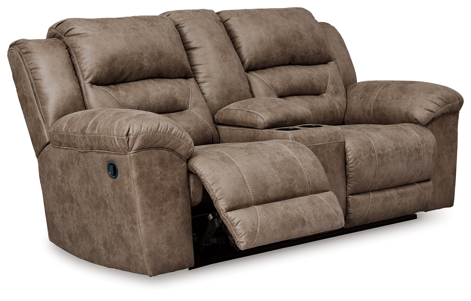 Best Furniture Outlet - Ashley Furniture - Stoneland Living Room - DBL Rec Loveseat w/Console / Fossil - 3990594