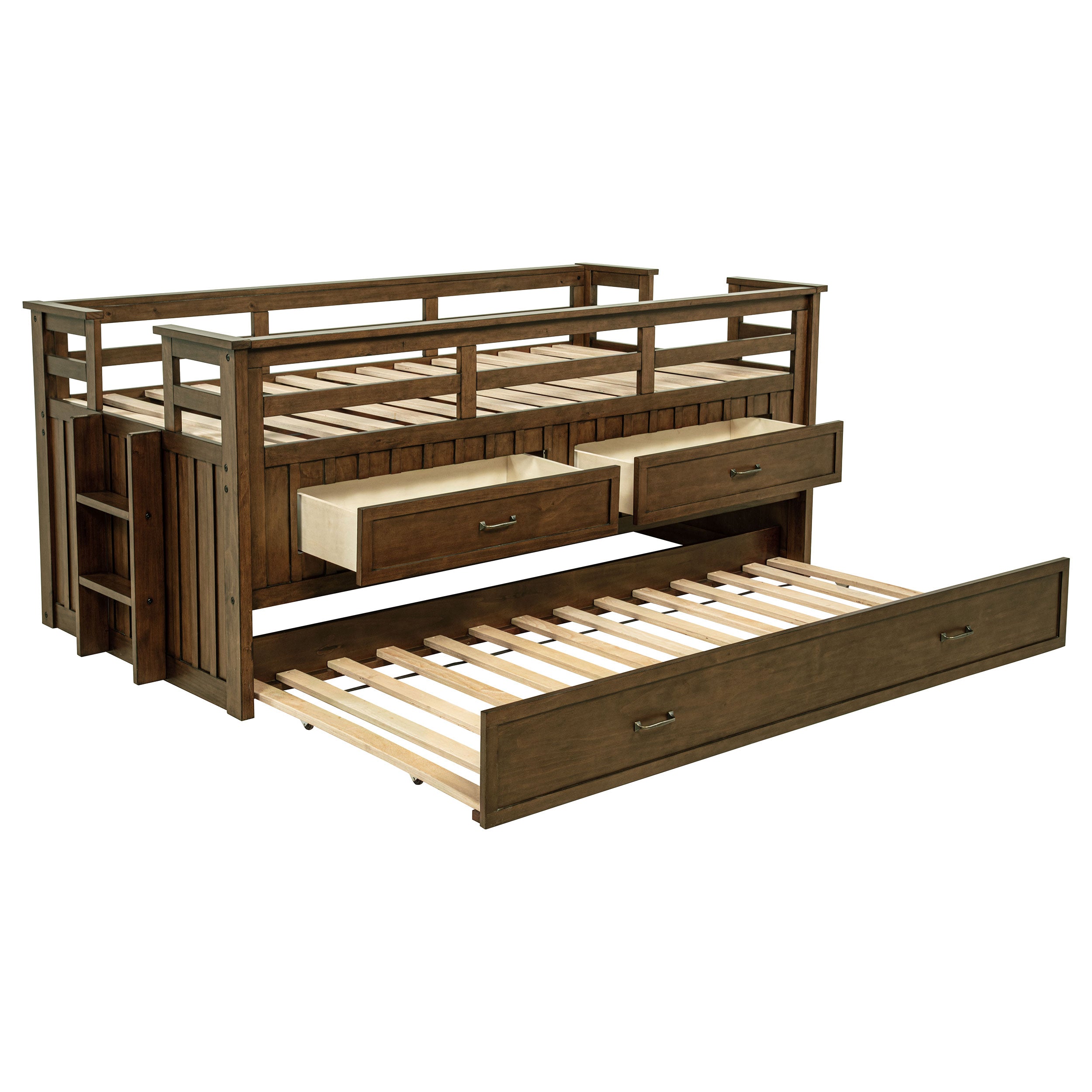 Best Furniture Outlet - Coaster - Carlsbad Wood Twin Captains Bed With Trundle Medium Brown - 400716T