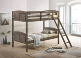 Best Furniture Outlet - Coaster - Flynn Wood Twin Over Twin Bunk Bed with Mattress Weathered Brown - 400808-SM
