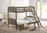 Best Furniture Outlet - Coaster - Flynn Wood Twin Over Full Bunk Bed with Mattress Weathered Brown - 400809-SM