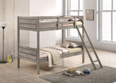 Best Furniture Outlet - Coaster - Ryder Wood Twin Over Twin Bunk Bed with Mattress Weathered Taupe - 400818-SM
