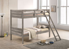 Best Furniture Outlet - Coaster - Ryder Wood Twin Over Twin Bunk Bed with Mattress Weathered Taupe - 400818-SM