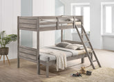 Best Furniture Outlet - Coaster - Ryder Wood Twin Over Full Bunk Bed with Mattress Weathered Taupe - 400819-SM