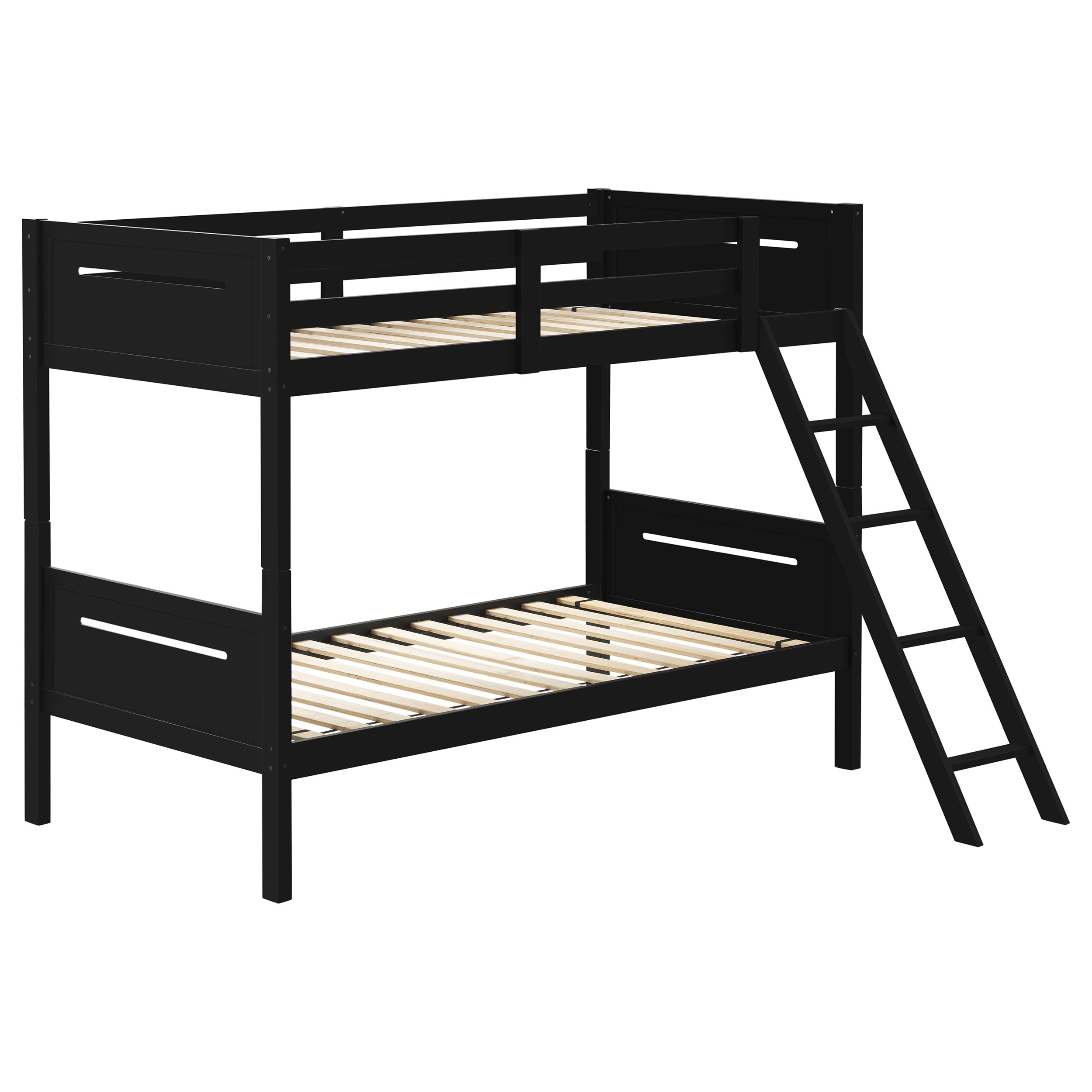 Best Furniture Outlet - Coaster - Littleton Wood Twin Over Twin Bunk Bed Black - 405051BLK