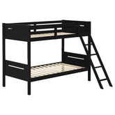 Best Furniture Outlet - Coaster - Littleton Wood Twin Over Twin Bunk Bed Black - 405051BLK