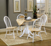 Best Furniture Outlet - Coaster - Allison 5-piece Round Drop Leaf Dining Table Set White - 4241-S5