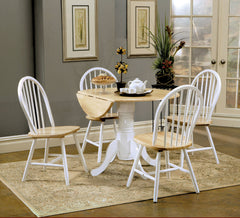 Best Furniture Outlet - Coaster - Allison 5-piece Round Drop Leaf Dining Table Set White - 4241-S5