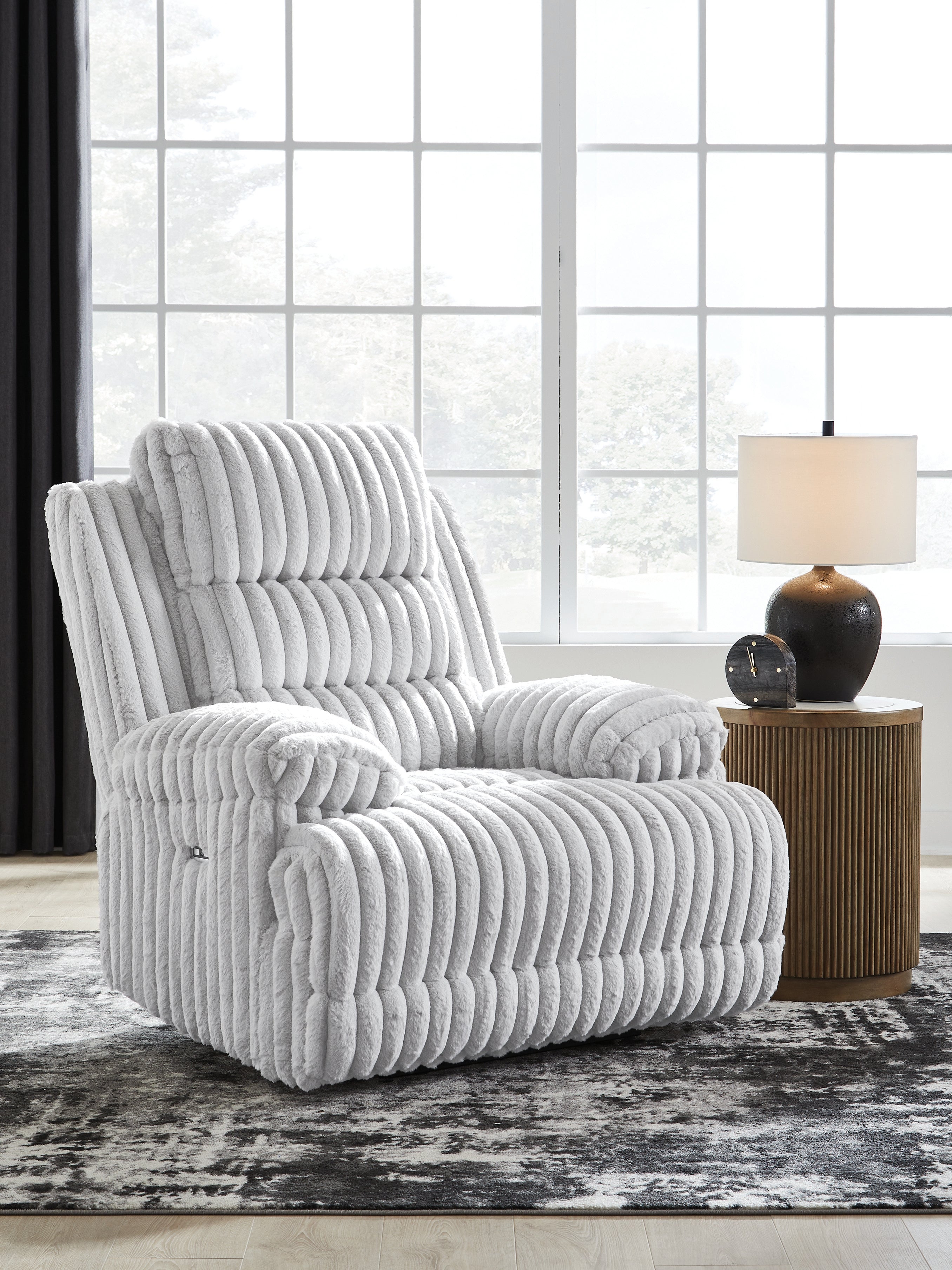 Best Furniture Outlet - Ashley Furniture - Rhines Falls Living Room - Zero Wall Power Recliner / Alloy - PC4280406