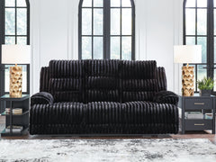 Best Furniture Outlet - Ashley Furniture - Rhine Falls Living Room - REC PWR Sofa w/Drop Down Table / Onyx - PC4280599
