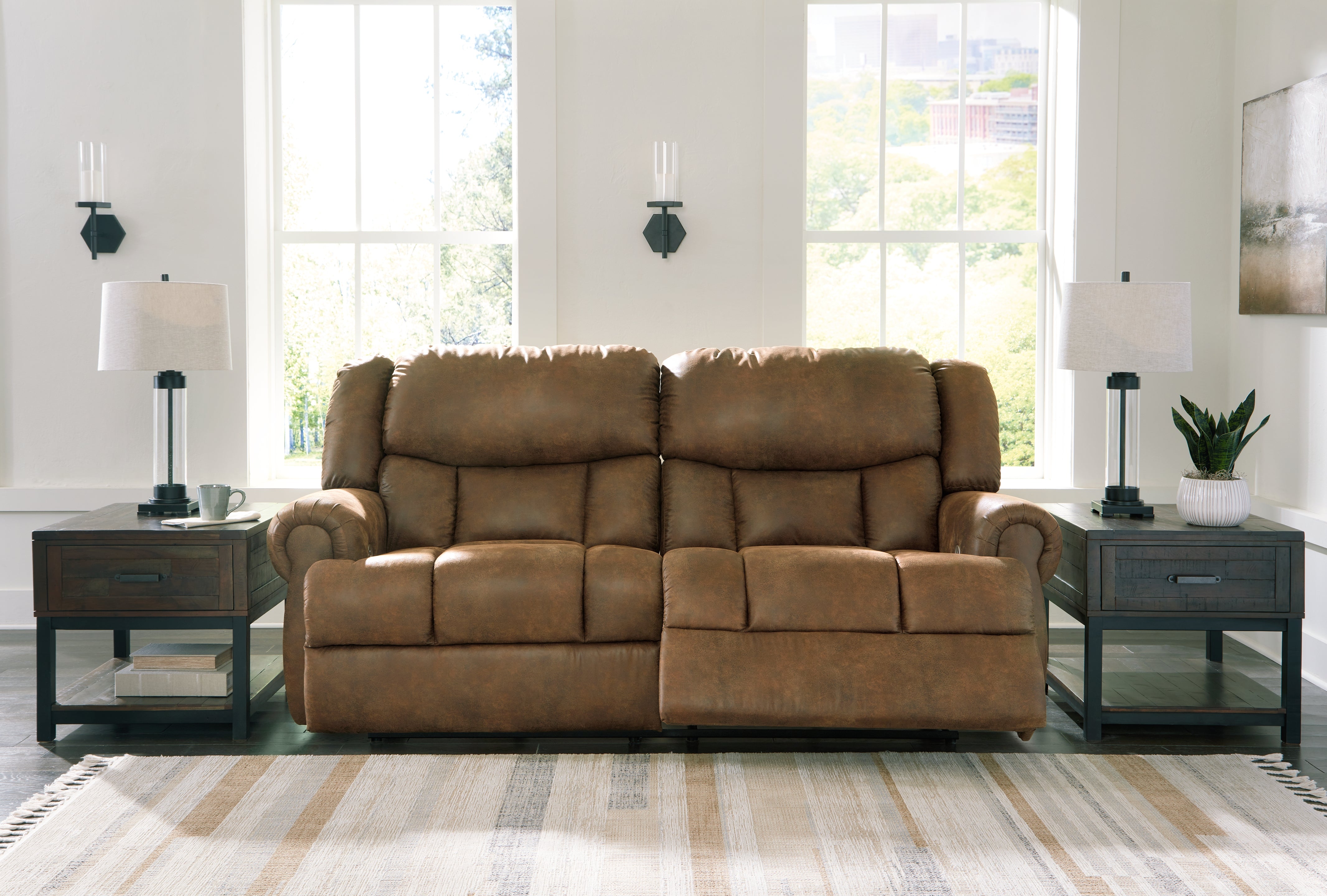 Best Furniture Outlet - Ashley Furniture - Boothbay Living Room - 2 Seat Reclining Power Sofa / Auburn - 4470447
