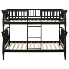 Abram Windsor Twin Over Twin Wood Bunk Bed with Ladder Black