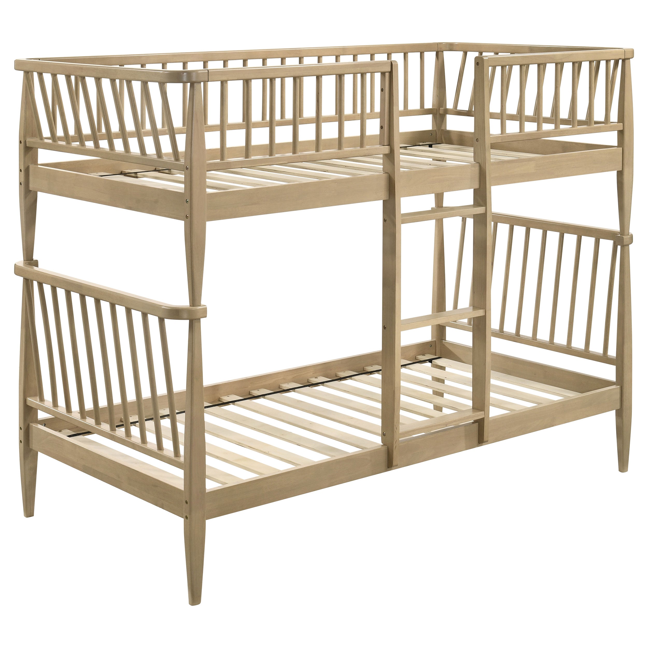 Best Furniture Outlet - Coaster - Abram Windsor Twin Over Twin Wood Bunk Bed with Ladder Almond - 460061T