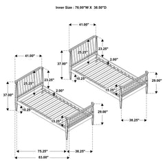 Abram Windsor Twin Over Twin Wood Bunk Bed with Ladder Almond