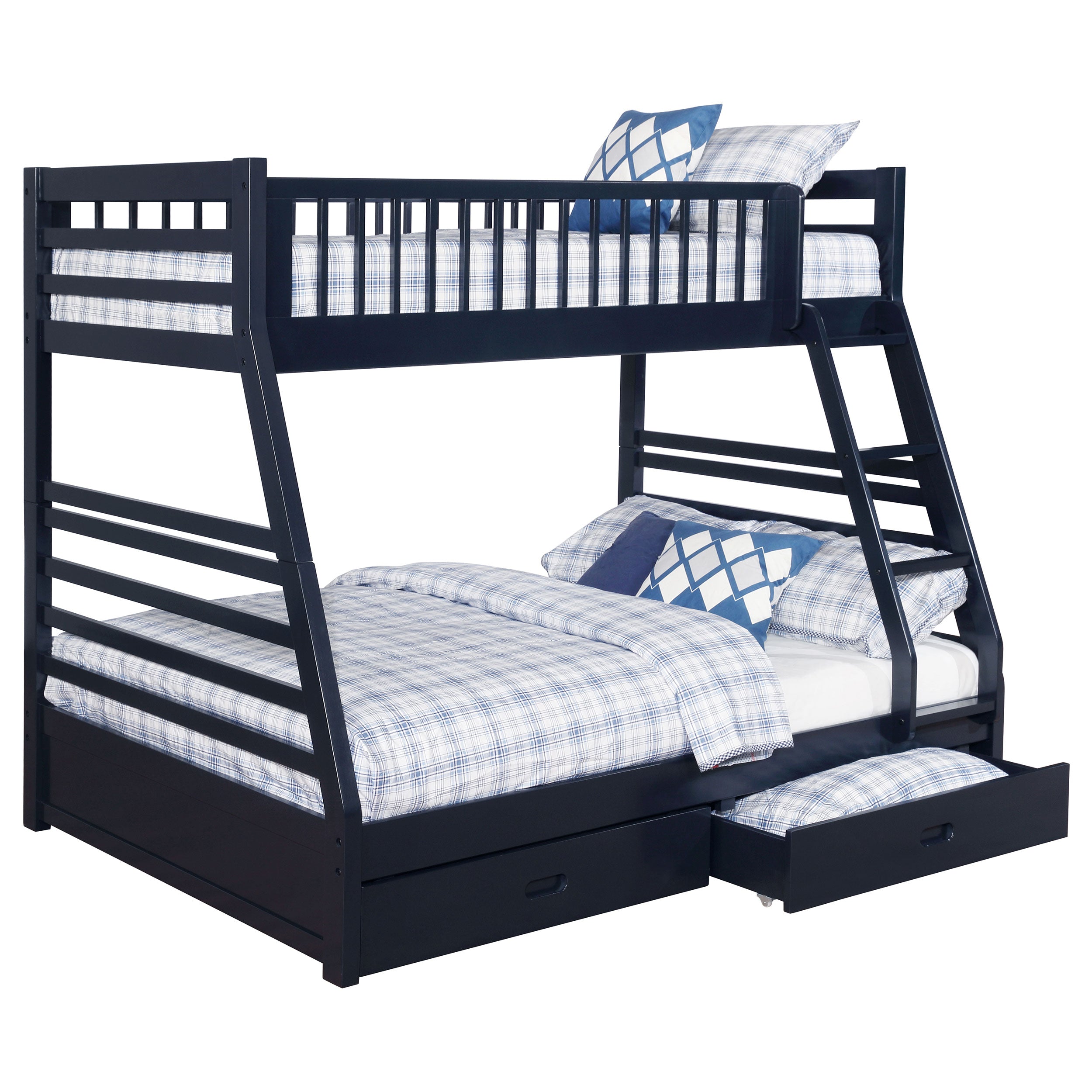 Best Furniture Outlet - Coaster - Ashton 2-drawer Wood Twin Over Full Bunk Bed Navy Blue - 460181