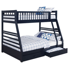 Best Furniture Outlet - Coaster - Ashton 2-drawer Wood Twin Over Full Bunk Bed Navy Blue - 460181