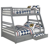Best Furniture Outlet - Coaster - Ashton 2-drawer Wood Twin Over Full Bunk Bed Grey - 460182