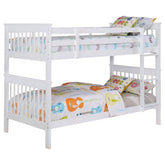 Best Furniture Outlet - Coaster - Chapman Wood Twin Over Twin Bunk Bed with Mattress White - 460244N-SM