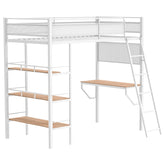 Best Furniture Outlet - Coaster - Campus 3-shelf Metal Twin Workstation Loft Bed Matte White - 460332WHT