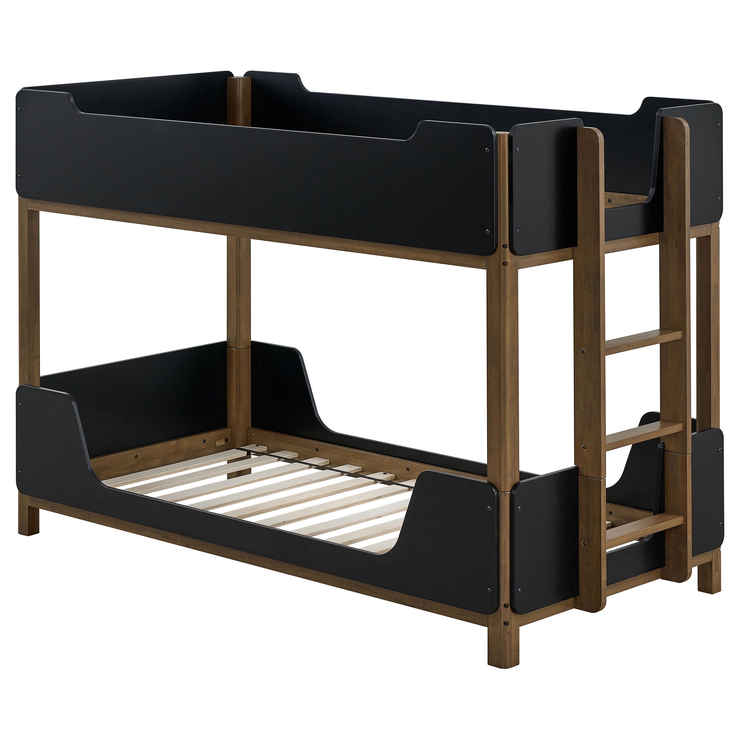 Best Furniture Outlet - Coaster - Morris Twin Over Twin Wood Bunk Bed Black and Walnut - 460369