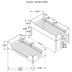 Morris Twin Over Twin Wood Bunk Bed Black and Walnut