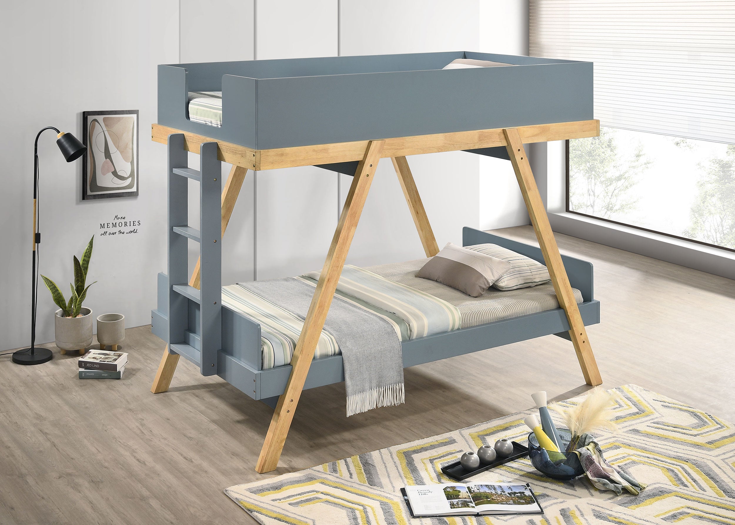 Best Furniture Outlet - Coaster - Frankie Twin Over Twin Bunk Bed with 7-inch Mattresses Blue - 460572T-SM