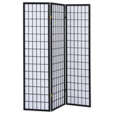 Best Furniture Outlet - Coaster - Carrie 3-Panel Room Divider Folding Shoji Screen Black - 4622