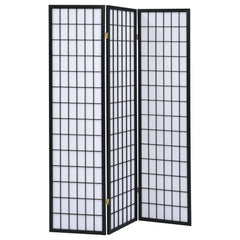 Best Furniture Outlet - Coaster - Carrie 3-Panel Room Divider Folding Shoji Screen Black - 4622