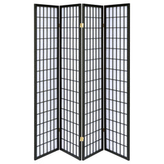 Roberto 4-Panel Room Divider Folding Shoji Screen Black