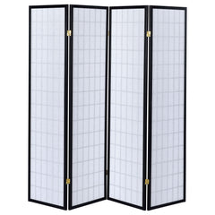 Roberto 4-Panel Room Divider Folding Shoji Screen Black