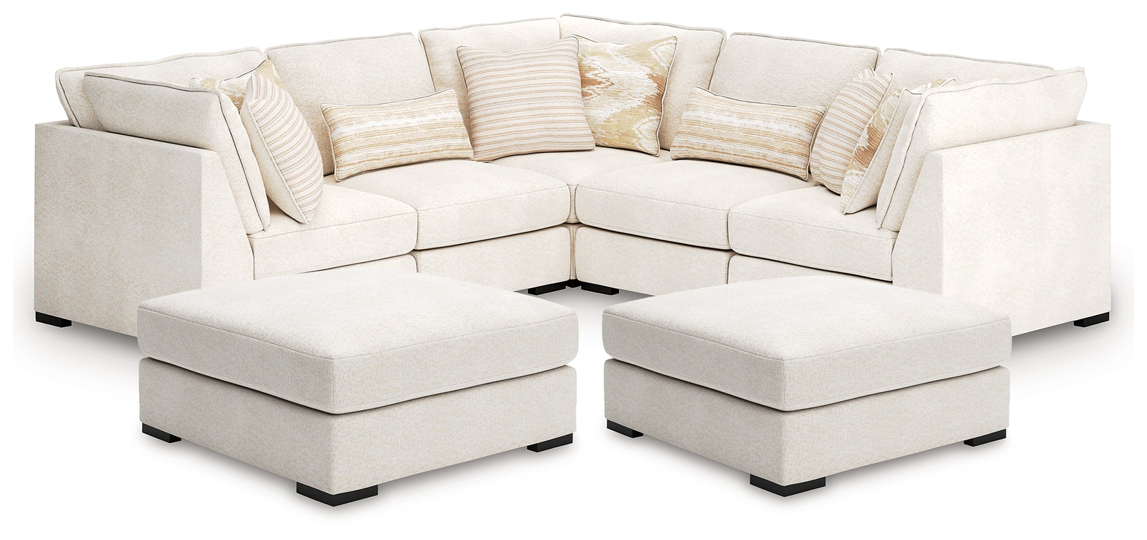 Best Furniture Outlet - Ashley Furniture - Donelson Creek 5-Piece Sectional and 2 Oversized Ottomans - 5-Piece Sectional and 2 Oversized Ottomans - 48002U4