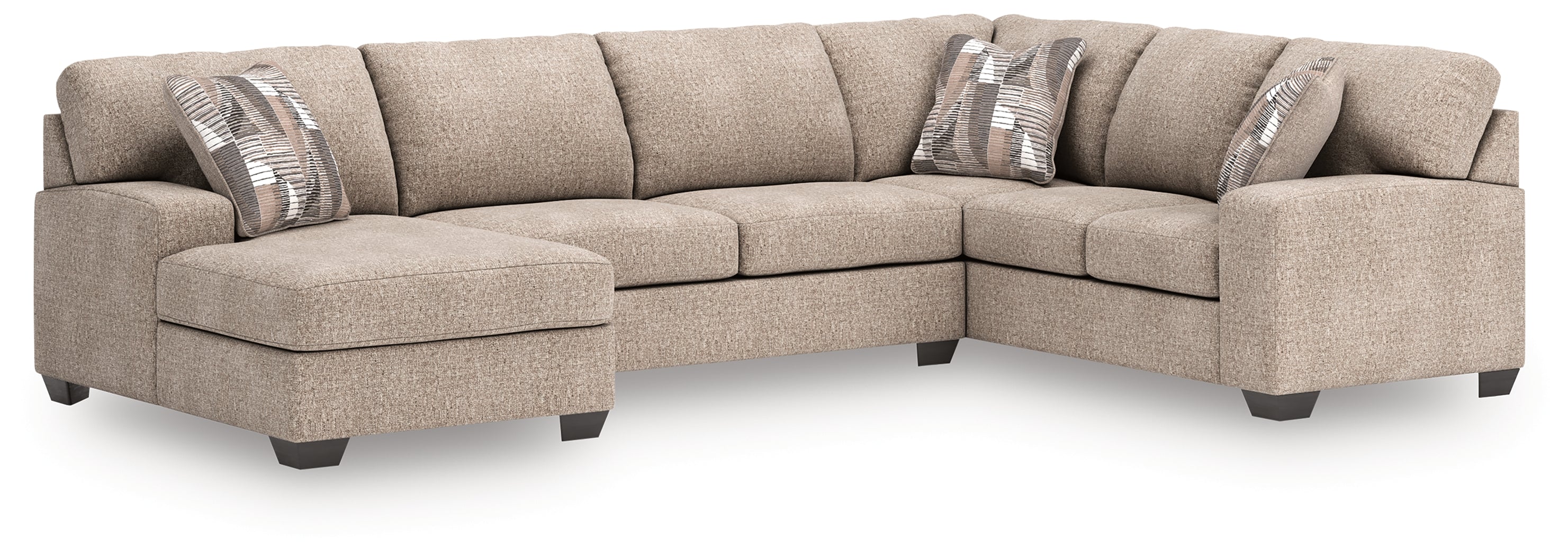 Best Furniture Outlet - Ashley Furniture - Newellen Sectional - RAF 3-Piece Sectional with Chaise / Hemp - 48404S1