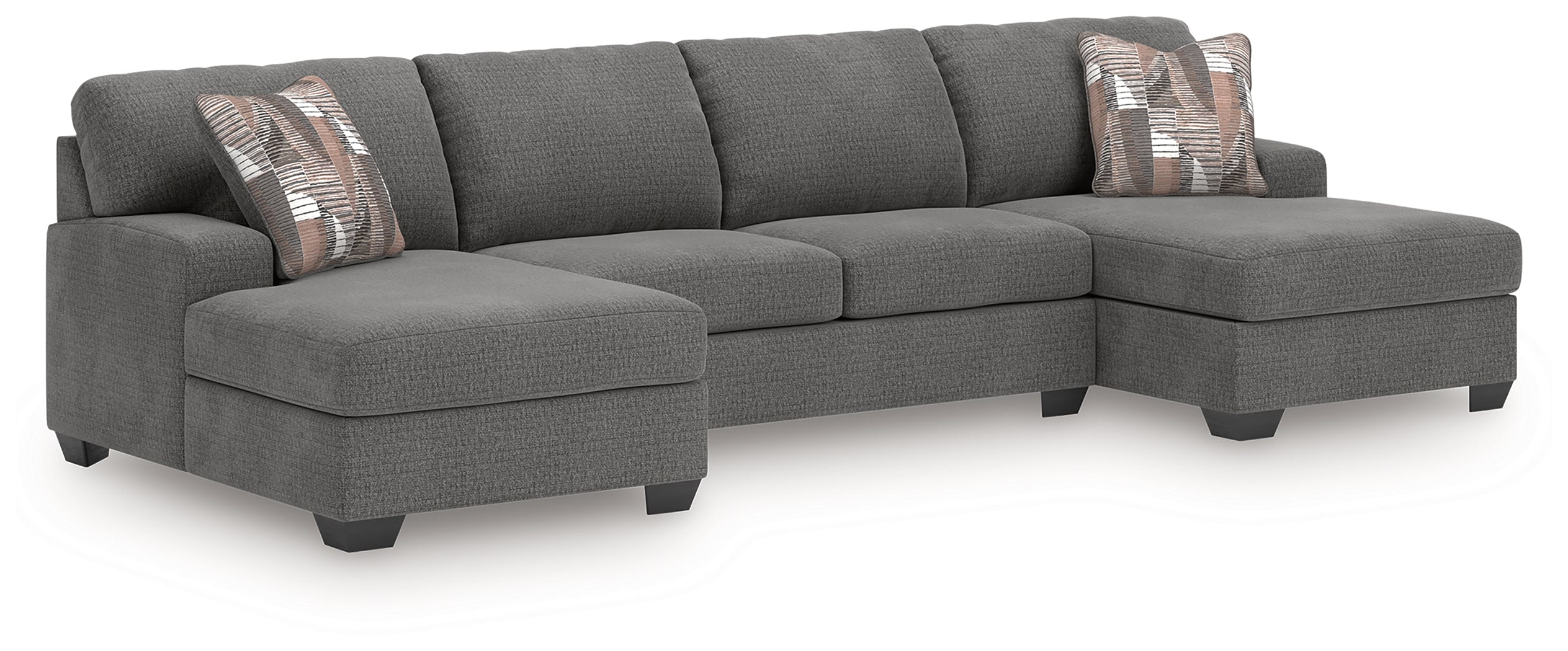 Best Furniture Outlet - Ashley Furniture - Newellen Sectional - RAF 3-Piece Sectional with Double Chaise / Greystone - 48405S3