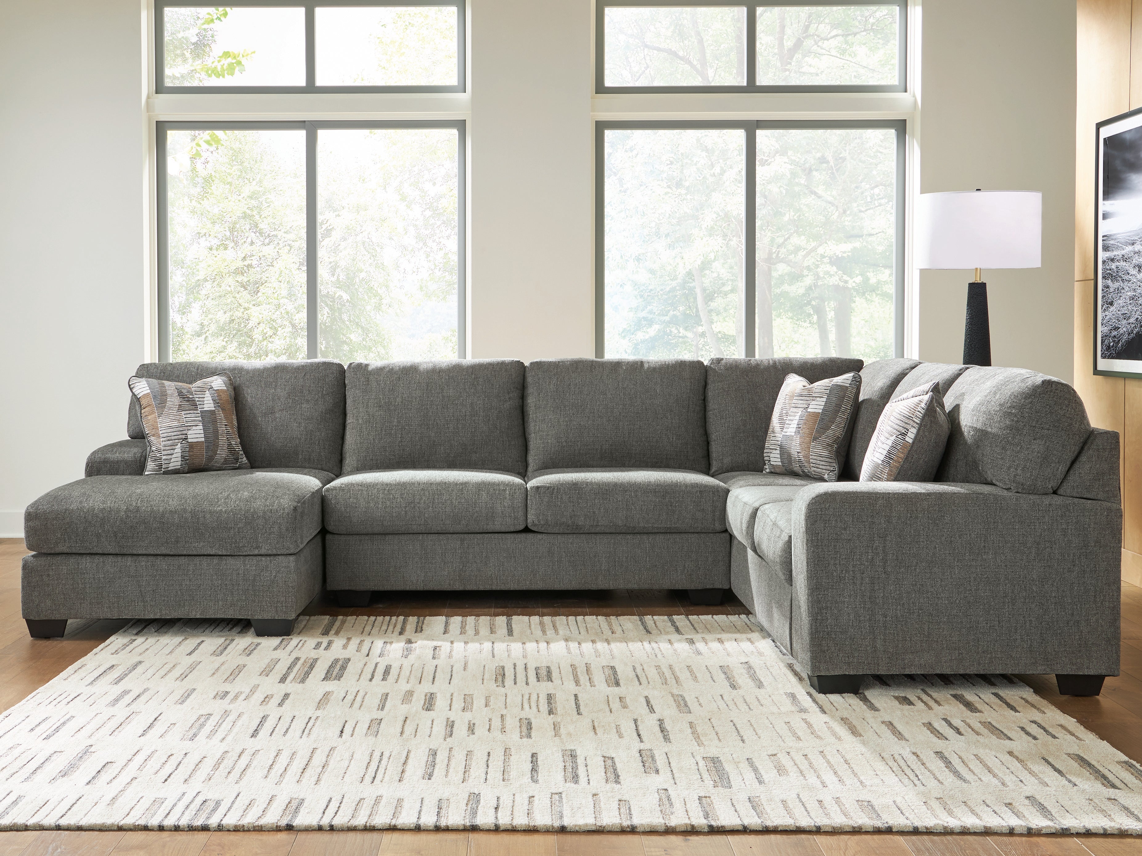Best Furniture Outlet - Ashley Furniture - Revenna Sectional - RAF 3-Piece Sleeper Sectional with Chaise / Greystone - PC48405S5