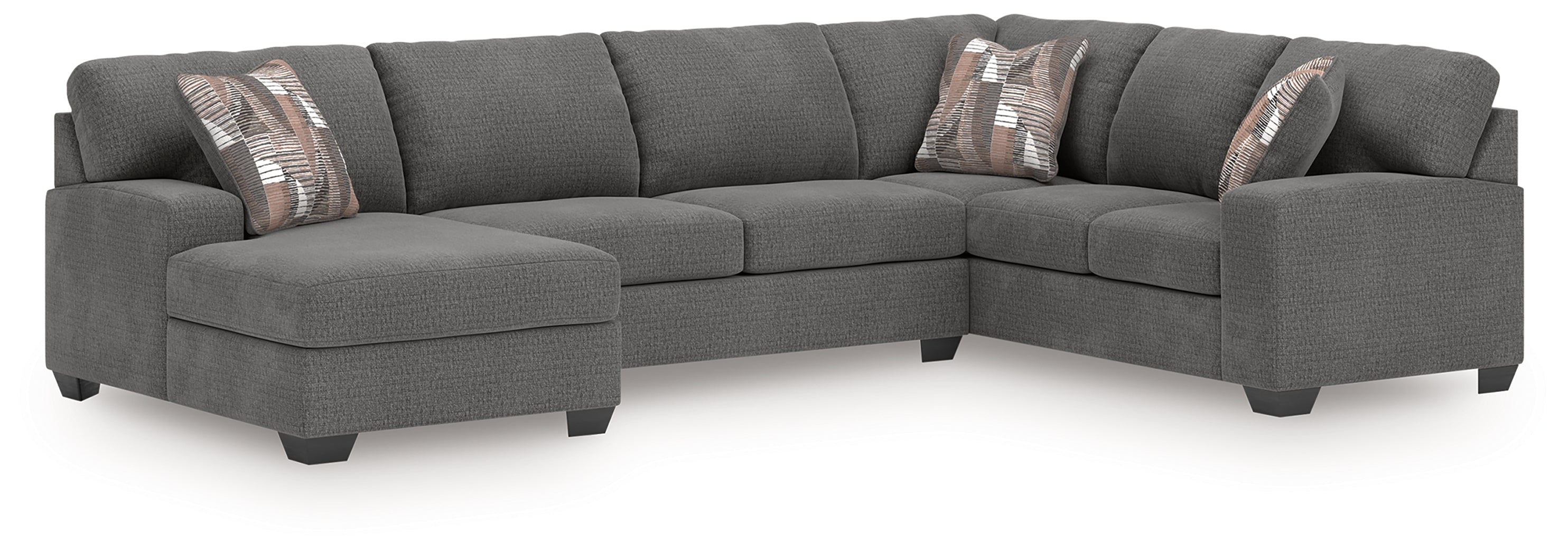 Best Furniture Outlet - Ashley Furniture - Newellen Sectional - RAF 3-Piece Sectional with Chaise / Greystone - 48405S1