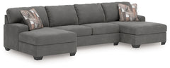 Best Furniture Outlet - Ashley Furniture - Newellen Sectional - RAF 3-Piece Sleeper Sectional with Double Chaise / Greystone - 48405S7