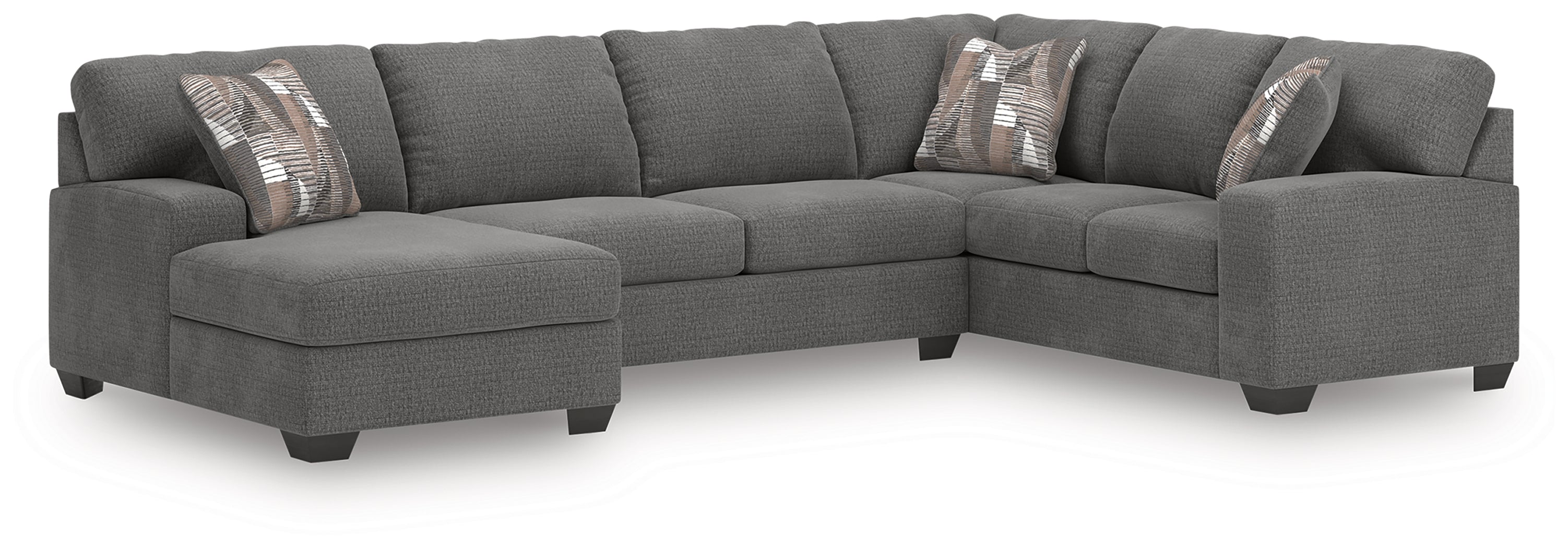 Best Furniture Outlet - Ashley Furniture - Newellen Sectional - RAF 3-Piece Sleeper Sectional with Chaise / Greystone - 48405S5