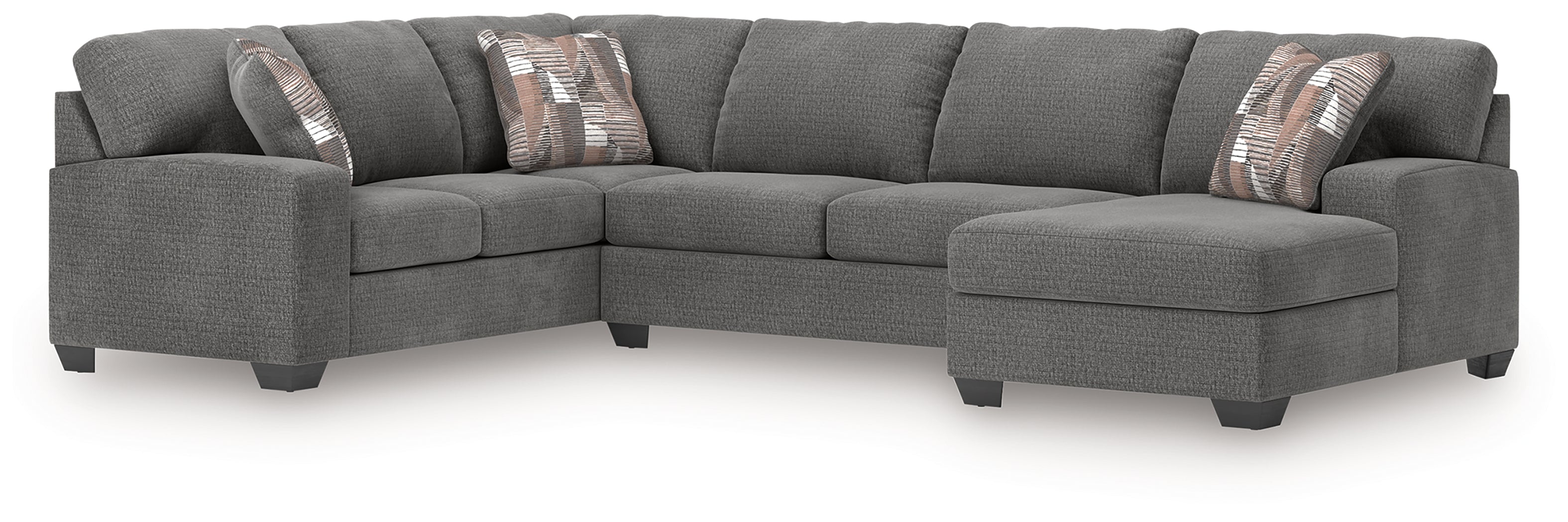Best Furniture Outlet - Ashley Furniture - Newellen Sectional - LAF 3-Piece Sleeper Sectional with Chaise / Greystone - 48405S6